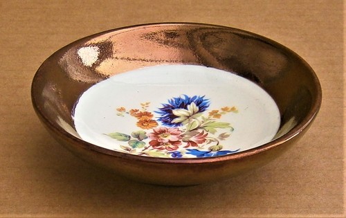 Y799) Vintage Creigiau Pottery Wales Cardiff floral Lustre ceramic bowl dish - Picture 2 of 5