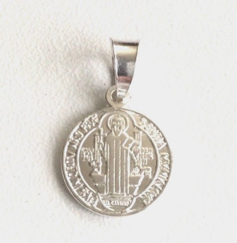 Solid 925 Sterling Silver Saint Benedict Pendant 11mm San Benito Medal ...