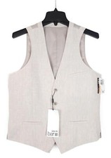 Bar III Men's Slim-Fit Linen Suit Separate Vest Tan Large NWT