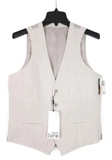 Bar III Men's Slim-Fit Linen Suit Separate Vest Tan Large NWT
