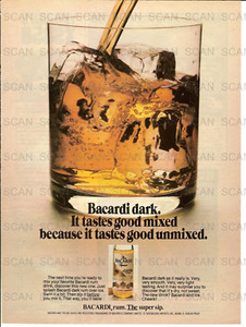 1980 Bacardi Dark Rum Vintage Magazine  Ad  Puerto Rican Bacardi Dark