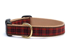 Up Country Dog Collar  Red Plaid Design Adjustable Made In USA XS S M L XL XXL