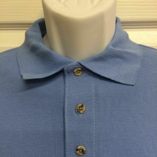 Men's Jerzees Short Sleeve Blue Polo Shirt - Picture 2 of 6
