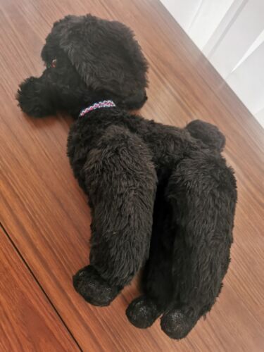 1960's/70's - VINTAGE - 16"x13" BLACK STUFFED POODLE SOFT TOY TEDDY -floppy head - Picture 1 of 22