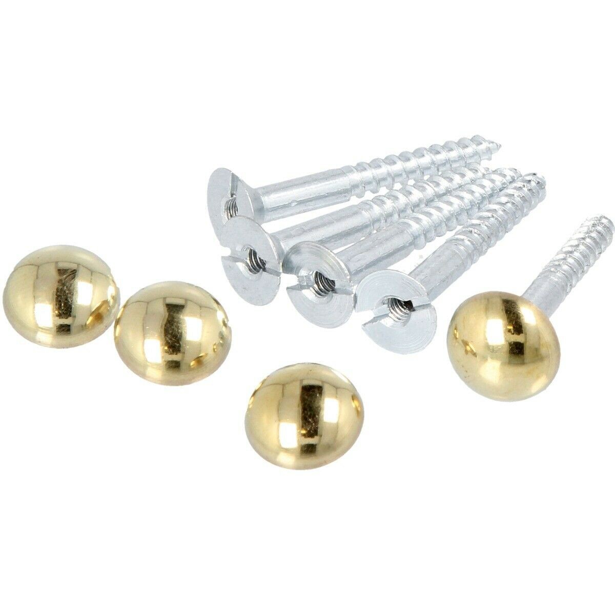4 x POLISHED BRASS MIRROR SCREWS 38mm Dome Head Cover Caps Wall Fixings