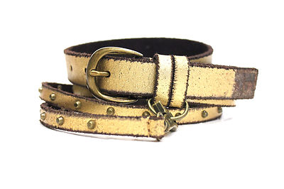 Joe’s Jeans Studded Leather Belt Tan Gold Silver Studs L Joe main image 2