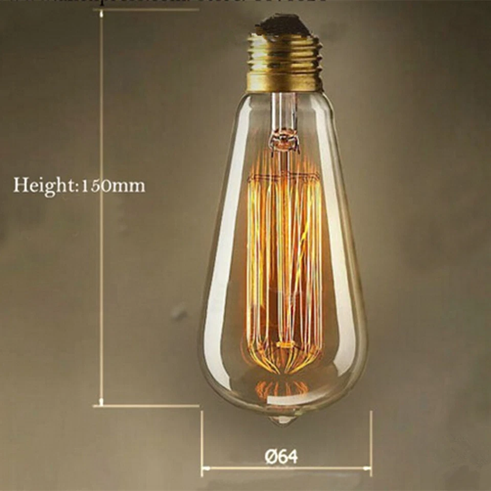 40W Halogen Bulb 220~240V E27 Screw Holder ST64 Yellow Warm Light Glass Globes - Image 2 of 4