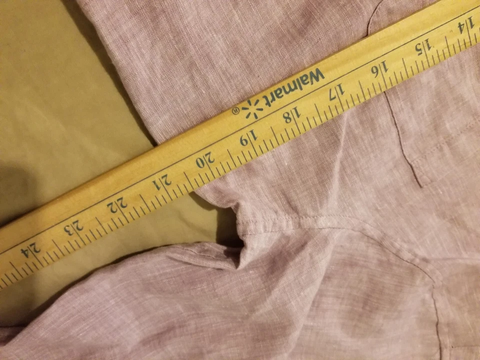 Womens Chico's Linen Dress Shirt 1P Petite Button Blouse Short Sleeve - Imagem 4 de 4