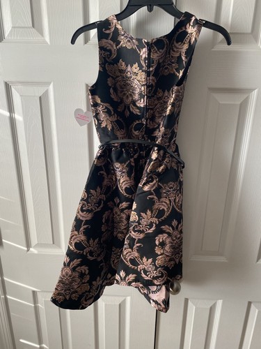 Kinder Place Mädchen schwarz & gold Blumen Kleid mit Gürtel 12 - Bild 7 von 11