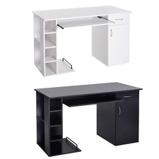 HOMCOM Scrivania Porta PC per Ufficio con Ripiano per Tastiera e Scaffale