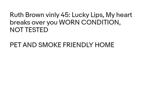 Ruth Brown My Heart Breaks Over You Vinyl 45 ( WORN CONDITION  NOT TESTED) - Picture 2 of 3