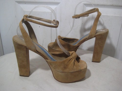 Brian Atwood B-GABBY Tan Suede Leather Platform Heel Sandals Women's Size 9 M - Picture 11 of 24