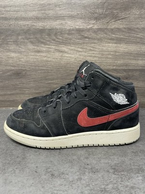 Air Jordan 1 Mid Sneakers Kids Size 7Y GS Black Red Blue 554725-065