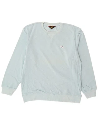 LEE Hombres Calce Regular Sudadera Jersey Medio Azul Algodón AL16 - Imagen 1 de 3