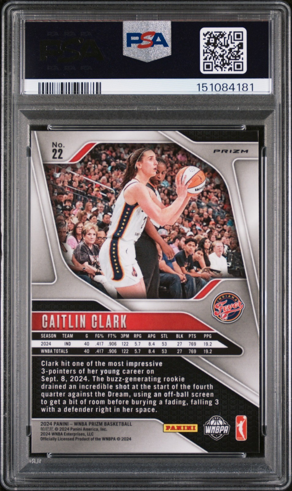 CAITLIN CLARK 2024 PRIZM WNBA GREEN ROOKIE RC #22 PSA 9 MINT! FEVER! #151084181 view 2