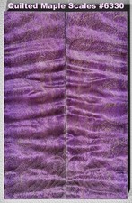 Stabilized Purple Curly Quilted Maple knife scales 6330, 6 1/4 x 2 1/16 x 7/16"