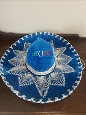Authentic Gonzalez Sombrero, Youth Size, Blue And White, Hand Made In Mexico