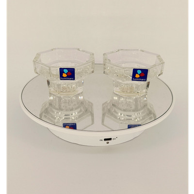 Luminarc Teelichthalter 2er-Set, Glas transparent, achteckig, modern