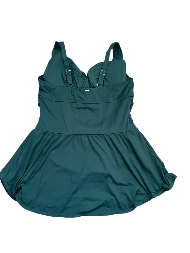 NEW ANNE COLE Twist Front Tummy Control Swim dress Swimsuit Plus SZ 18 W Teal - Image 2 of 4