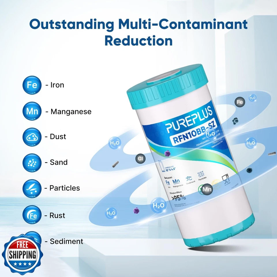 PUREPLUS 10" x 4.5" RFN10BB-SZ Whole House Iron and Manganese Reduce Water Fi - Image 4 of 4