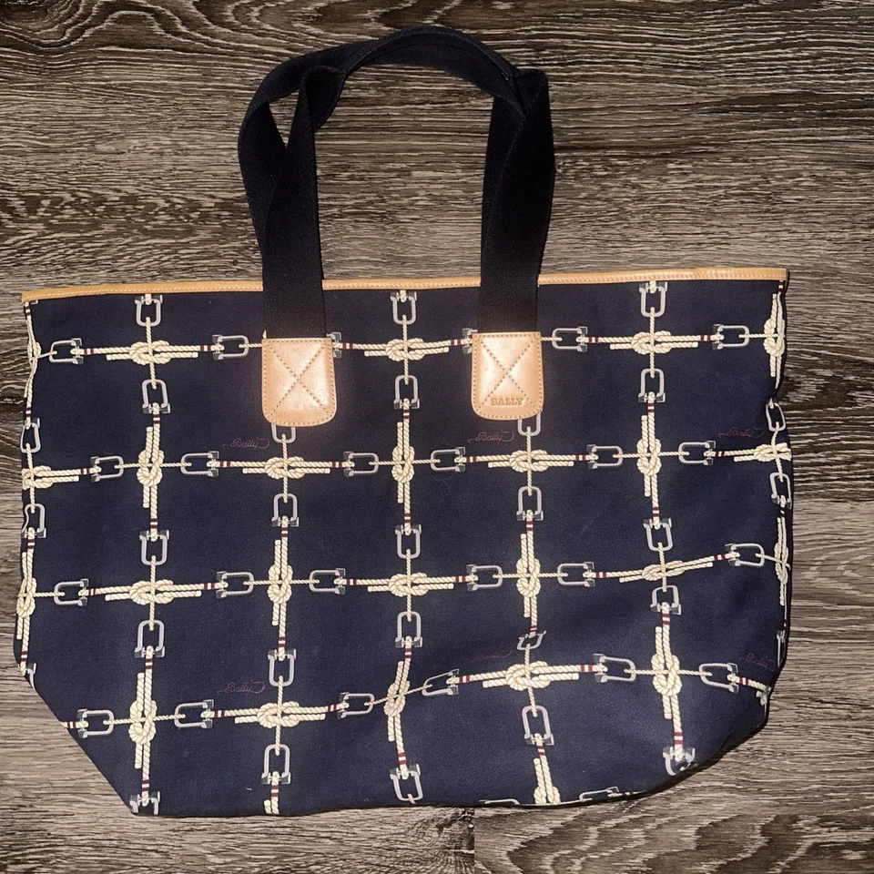 Bolso de Mano Bally Azul Marino Lona Náutica Foto 2 de 4