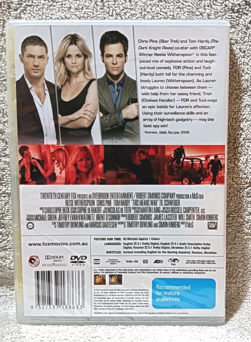 This means war dvd Brand New Reese Witherspoon Chris Pine Tom Hardy