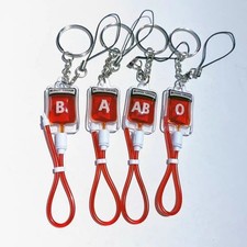 Blood Type A B O AB Plasma Pack Blood Bag PVC Pendant DIY Keychain