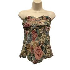 NWT PrettyLittleThing Green Floral Jacquard Corset Size 12 US