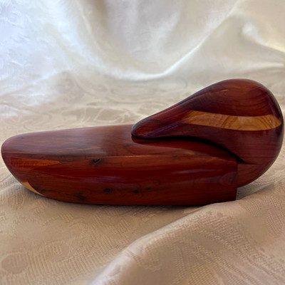 Wooden Duck Trinket Box, Maine State Correctional Facility Label, 9 in