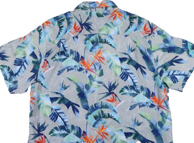 Tommy Bahama Linen chambray SUNNYVALE BLOOMS Mens XL shirt camp short sleeve SS