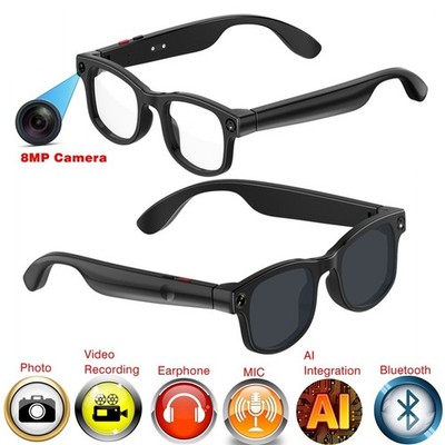 Sunglasses with smart AI logical thinking and 8MP HD camera for video