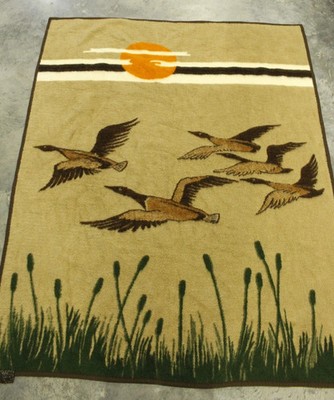Acyrl Velours Geese Ducks Blanket Reversible Cabin Lodge Wildlife Mallar 69''x54''