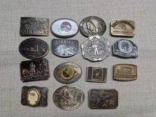 vintage WESTERN belt buckles LOT OF 15 brass metal COWBOY assorted