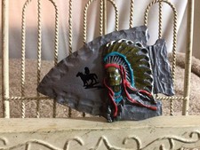 Vintage 1988 Siskiyou CHIEF JOSEPH Arrow Head Shaped Belt Buckle pre-owned
