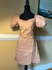 Brown dress with puff sleeve mini dress