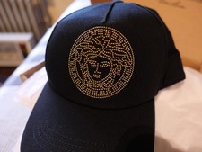 VERSACE MEDUSA GOLD STUDDED BASEBALL BLACK CAP HAT