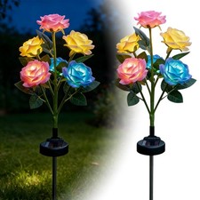 Solar Powered Rose Garden Light With 7 Color String of Lights Indoor Modern