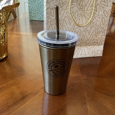 The Coffee Bean and Tea Leaf Tumbler / Travel Cup w/ Straw - Bronze  - 16oz RARE