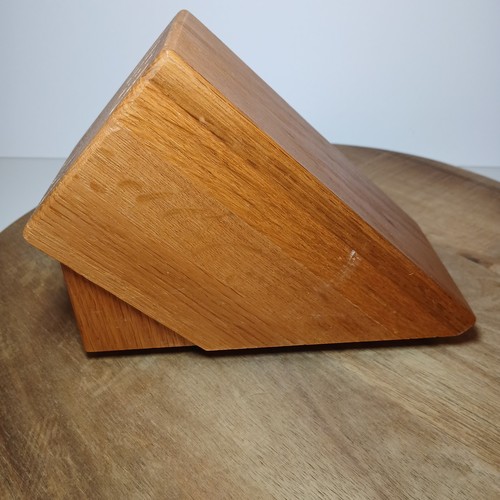 Cutco 8 Slot Solid Honey Oak Knife Block Wood Cutlery Storage Made In USA - Afbeelding 2 van 5