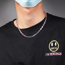 28Ct Emerald Cut Lab-Created Pink Sapphire Necklace 14K White Gold Plated Silver