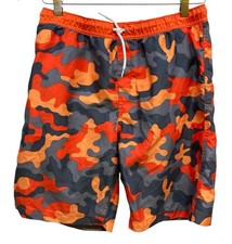 Lands End Swim Trunks Boys Large 14H-16H Camouflage Mesh Pocket Drawstring Lined