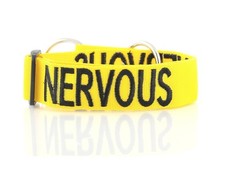 Nervous Yellow Color Coded L-XXL Semi-Choke Dog Collar Give Me Spa... Fast Ship