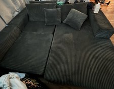 108" Modular Sectional Sofa Cloud Model, Corduroy Dark Grey, Chaise, Deep Seat