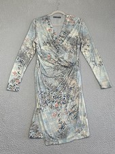 Peruvian Connection Jersey Knit Dress M Watercolors Japanese Garden Faux-Wrap