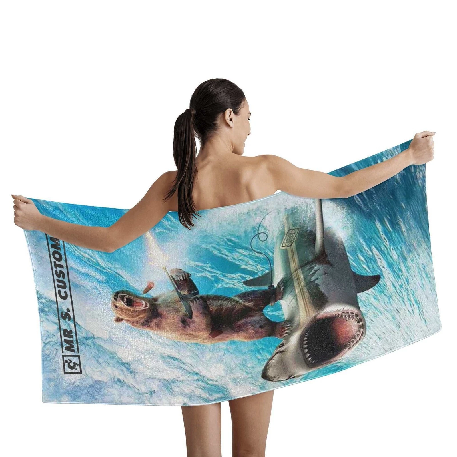 Mr S Customs - Bath / Beach Towel - Bear Vibes