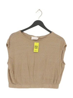 IBlues Women's Top L Brown 100% Other Short Sleeve Round Neck Cropped