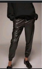 Zara Black Faux Leather Jogger Pants Small