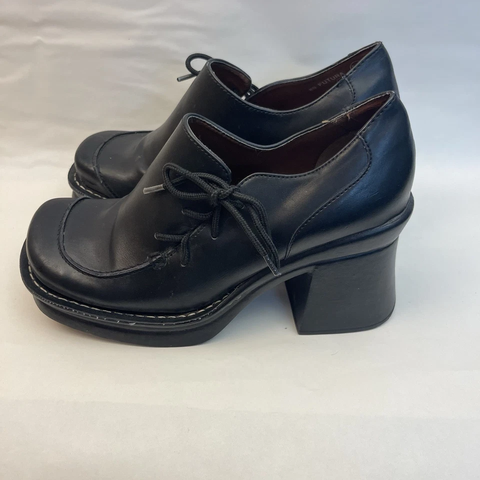复古 90 年代 Bakers 黑色 Y2K 厚底粗跟 5.5 码维多利亚 — 第 2/4 张图片