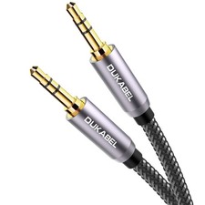DUKABEL 3.5mm AUX Cable, Male to Audio Cord with 4 ft, Grey