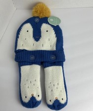 Barnes  Noble Kids Penguin Fleece Lined Knit Hat  Mittens Set 3-6 Years